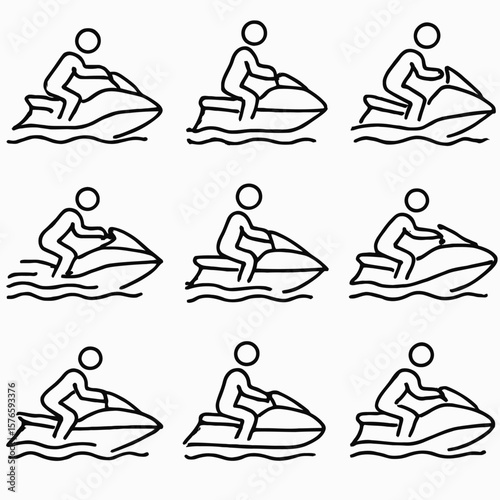 Jet Ski & PWC Riding Icon Set