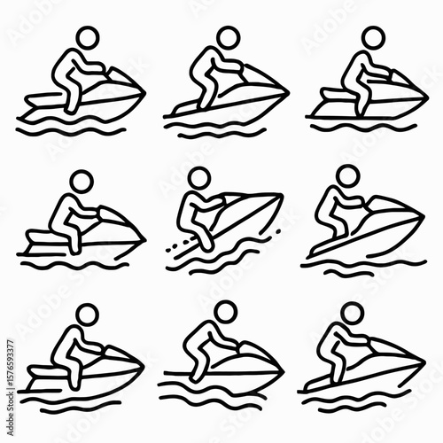 Jet Ski & PWC Riding Icon Set