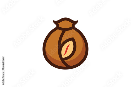 Coffee Bean Sack Icon Vector Flat Minimal On White