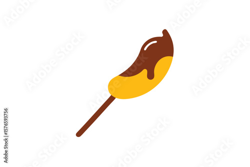 Chocolate Dipped Banana On Stick Icon Vector On White