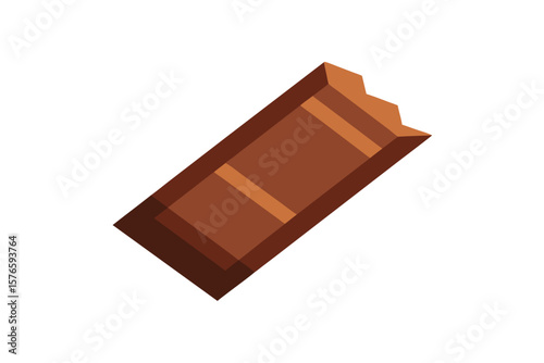 Chocolate Bar Unwrapped Vector Icon Flat Style On White