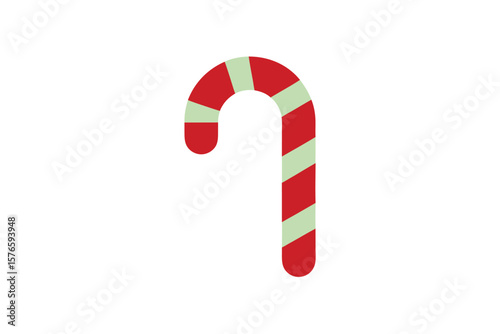 Candy Cane Christmas Style Icon Vector Flat On White