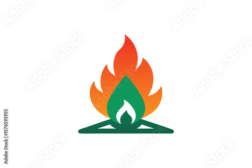 Campfire Icon Vector Outdoors On White