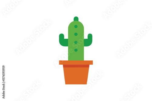 Cactus Plant In Pot Icon Vector Desert On White