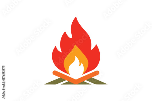 Campfire Icon Vector Outdoors On White