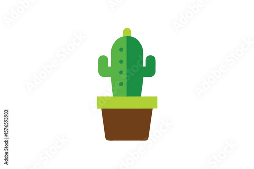 Cactus Plant In Pot Icon Vector Desert On White