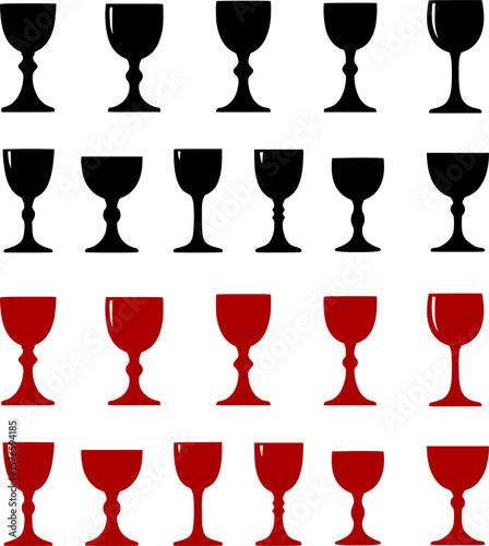 vector set of different chalices isolated on white
