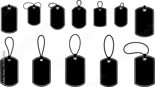vector set of different dog tags isolated on white