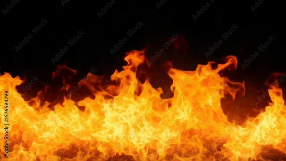 Orange yellow flames against dark background Orange yellow flames against dark background