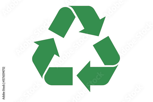 Recycling Symbol Icon. Green Three Arrows Loop. Eco-Friendly Recycle Sign. Environmental Conservation. Waste Management. Sustainability Concept. Circular Economy. Vector Illustration.