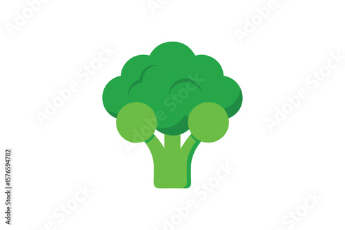 Broccoli Vegetable Icon Vector Green Flat On White
