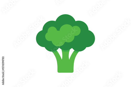 Broccoli Vegetable Icon Vector Green Flat On White