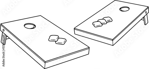 Cornhole boards bean bag toss game outline icon vector
