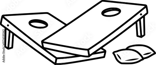 Cornhole boards bean bag toss game outline icon vector
