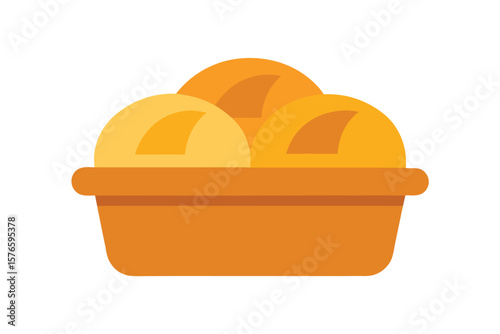 Basket Of Bread Rolls Icon Vector Flat On White