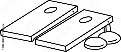 Cornhole boards bean bag toss game outline icon vector
