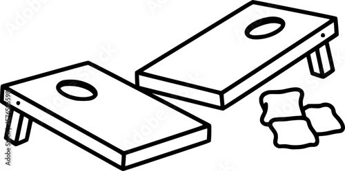 Cornhole boards bean bag toss game outline icon vector

