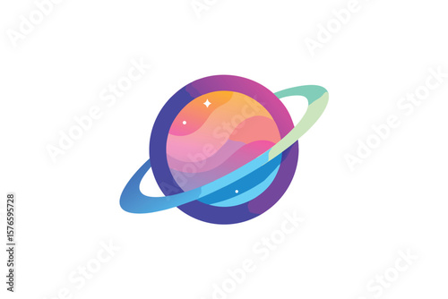 Abstract Circular Galaxy Icon With Colorful Gradient