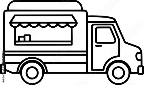 Food truck outline icon vector
