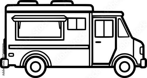 Food truck outline icon vector
