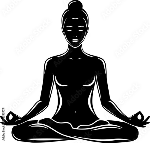 Vector icon of person meditating in lotus position

