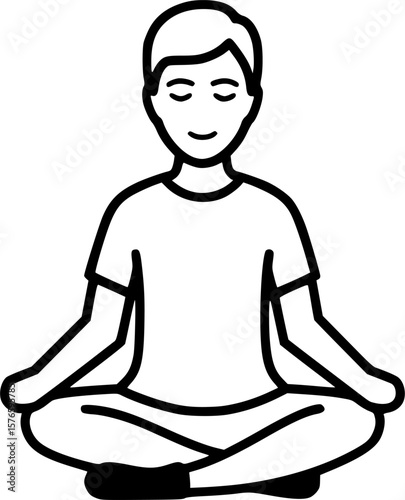 Vector icon of person meditating in lotus position
