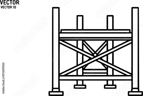 Scaffolding structure outline icon vector

