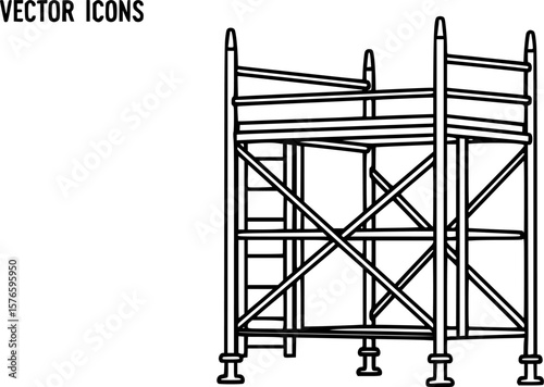 Scaffolding structure outline icon vector
