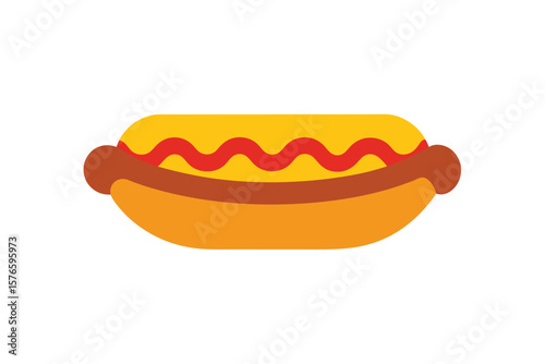 Hotdog With Mustard Icon Vector Flat On White Background