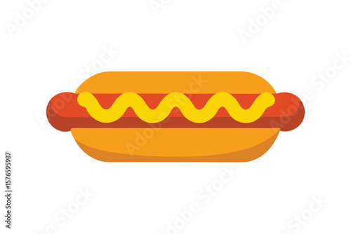 Hotdog With Mustard Icon Vector Flat On White Background