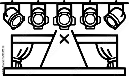 Theater stage lights outline icon vector
