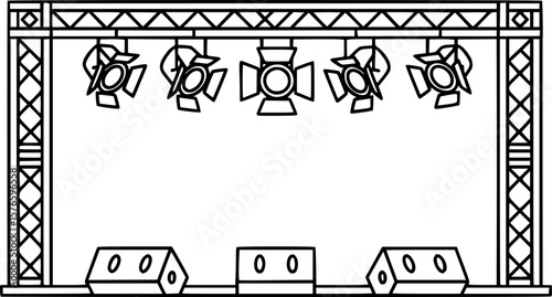 Theater stage lights outline icon vector
