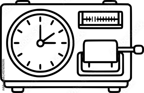 Time card punch clock outline icon vector
