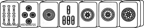 Mahjong tiles outline icon vector
