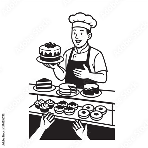 chef with cake