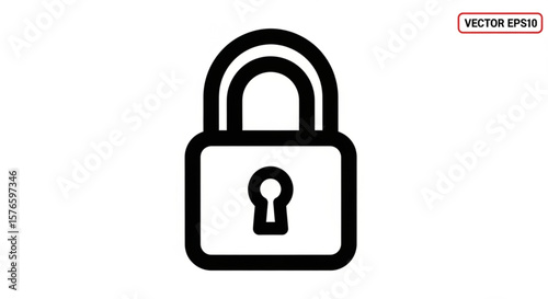 Padlock outline icon vector
