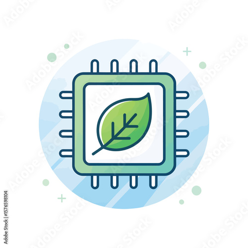 Green Technology Innovation: A modern, stylized depiction of a circuit board fused with a vibrant leaf, symbolizing sustainable innovation and eco-friendly technology solutions.