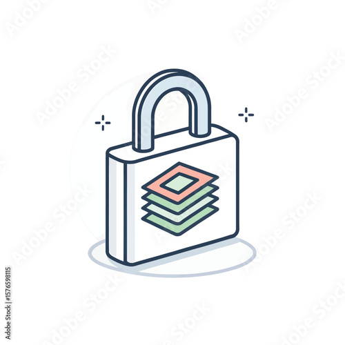 Secure Digital Fortress: An artistic illustration of a padlock symbolizing data protection and online security. The image aims to inspire trust in modern digital security solutions. 