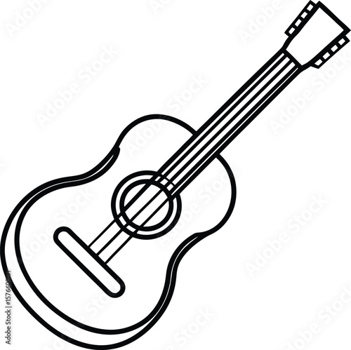 Acoustic Guitar Line Art Simple, Elegant Illustration