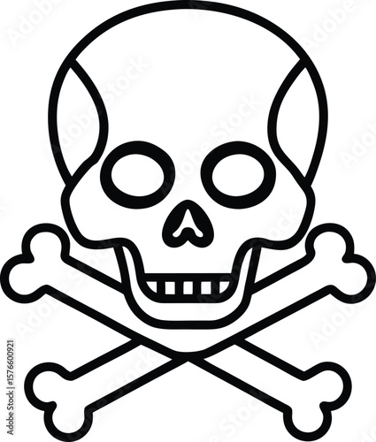 Skull and Crossbones Danger, Poison, Toxicity, Warning Symbol Illustration