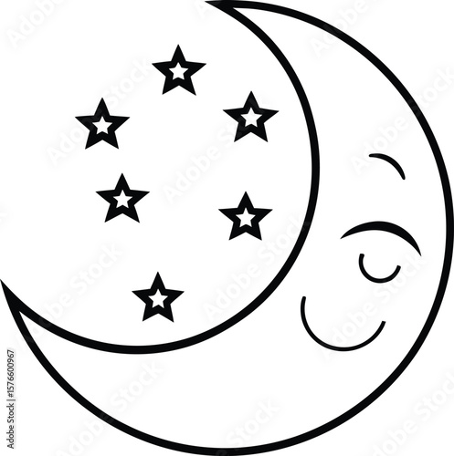 Sweet Dreams A Cute Crescent Moon and Stars Illustration