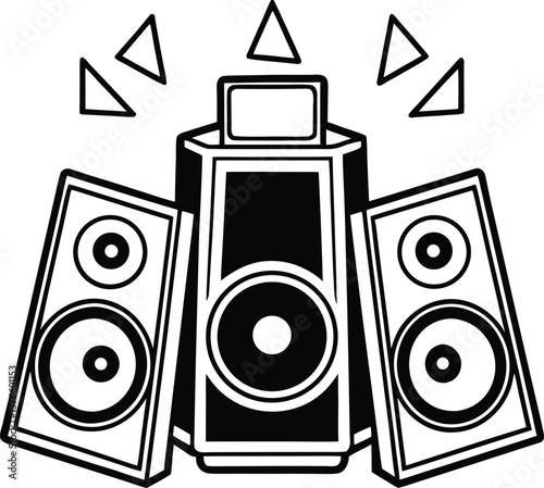 Retro Stereo System Vintage Audio Boombox Illustration