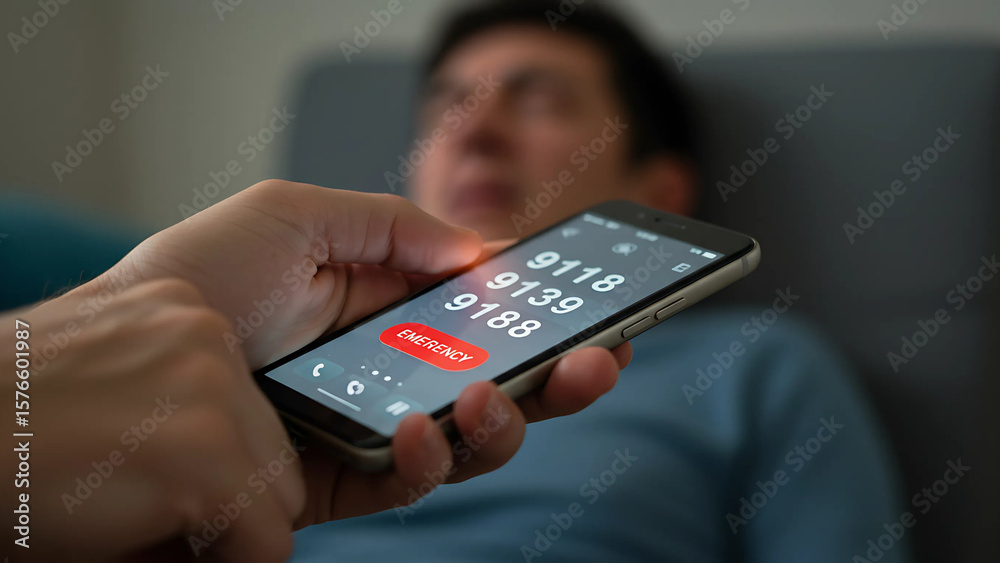 © Hilman Parid Mubaroq - Smartphone Displaying Emergency Contacts with Red Button for Urgent Call