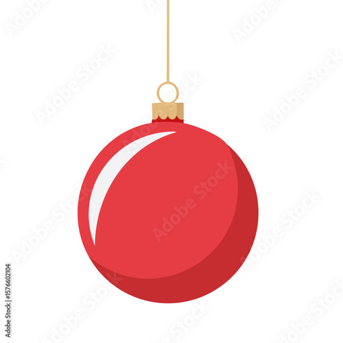 Red Christmas Bauble Ornament Isolated on a Transparent Background 