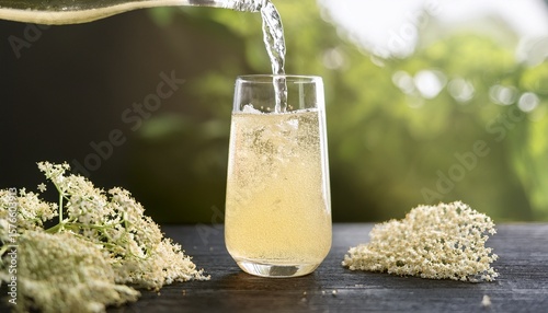 elderflower spritz spritzing elderflower syrup into a sparkling drink