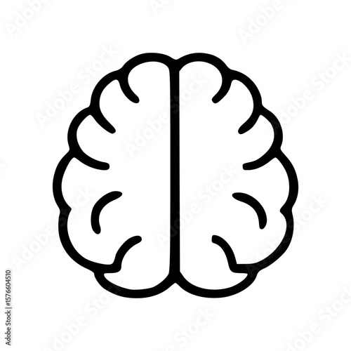 Minimalist Brain Icon – Human Mind and Intelligence Symbol Vector