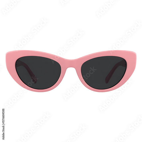 Pink Cat Eye Sunglasses with Dark Lenses Centered on White Background eyewear fashion