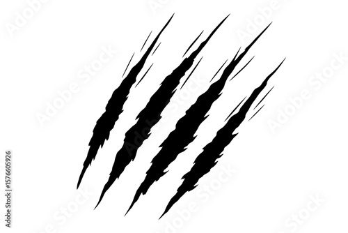 Animal Claw Scratches Vector Illustration, Realistic Wild Cat, Tiger, Lion, Bear Scratch Marks, Aggressive Animal Attack, Transparent Background, Sharp Claw Rips, Wild Beast Damage, Editable Design