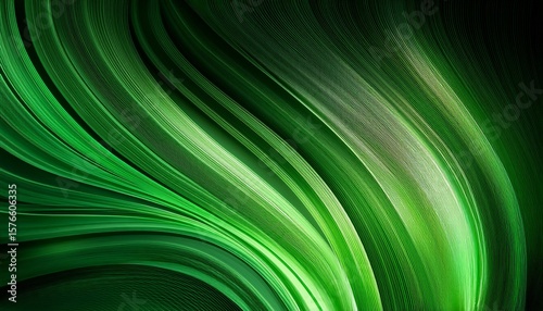 abstract green wavy background with light lines and gradient texture