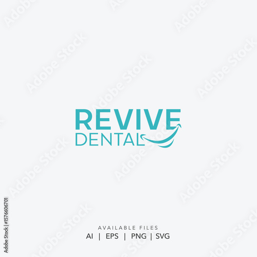 Revive Dental Logo, Professional Dental Practice Icon, Bright Smile Dentistry Logo